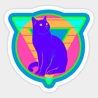 80s Style Cat Silhouette Sticker